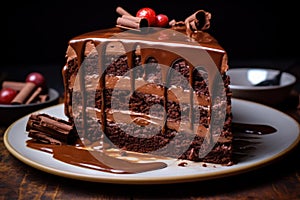 Luscious Piece chocolate cake. Generate Ai