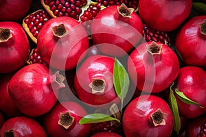 Luscious Pomegranate red fresh background. Generate Ai