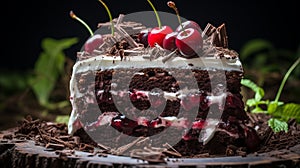 Luscious Slice Of Black Forest Cake: Insane Details In Magazine-quality Shot