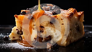 Luscious Slice Of Bread Pudding: Captivating Food Photography