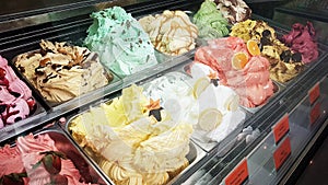 Luscious variety of delicious ice creams photo