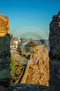 Lush garden seen by the Castle of Marvao