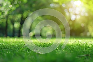 Lush grass field with trees in background