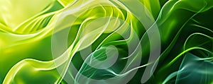 Lush green abstract waves flowing smoothly, depicting natural energy or organic movement, with a silk-like texture for a