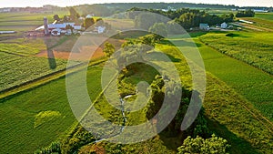 Lush green fields and farms