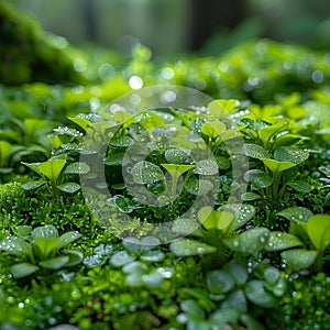 Lush green forest floor covered in moss