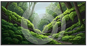 Lush Green Forest Path Illustration