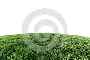 Lush green grass lawn on hill fresh nature isolated on white background with clipping path 3d render