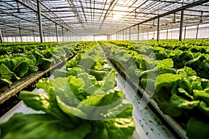 Lush green lettuce leaves flourish in a vegetable field