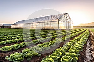 Lush green lettuce leaves flourish in a vegetable field