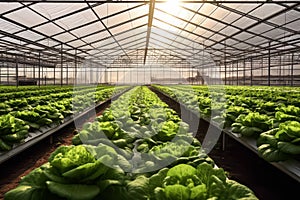 Lush green lettuce leaves flourish in a vegetable field