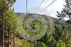 Lush Green Pine Trees Forest Landscape and Patriata Chairlift, New Murree, Punjab, Pakistan