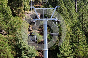 Lush Green Pine Trees Forest Landscape and Patriata Chairlift, New Murree, Punjab, Pakistan photo