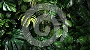 Lush Green Plants Poster Mockup, Textures and Colors Close-Up, AI Created