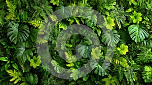 Lush Green Tropical Leaf Wall Texture