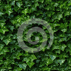 Lush Green Wall of Hedera Helix or Creeper Foliage, Ivy Carpet, Beautiful Natural Background, Leaf Pattern