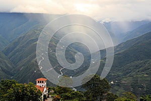 Lush green Yungas jungle near Coroico, Bolivia