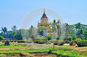 Pyatthat roof of the Bee Hall, Kanbawzathadi palace, Bago, Myanmar photo