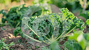 Lush Kale Crop in Community Garden