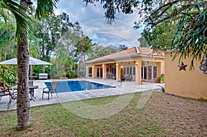 Lush landscaped backyard