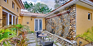 Lush landscaped patio