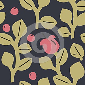 Lush lingonberry bushes. Floral design for wallpaper, wrapping paper and other