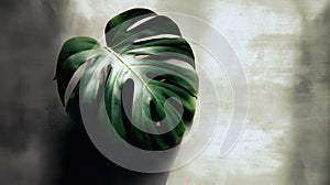 Lush Monstera Leaf on Textured Background with Soft Natural Light