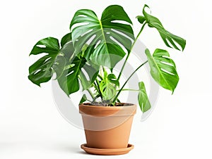 Lush Monstera Plant in a Clay Pot