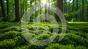 Lush moss on forest floor