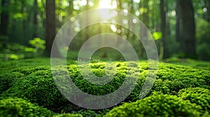 Lush moss on forest floor