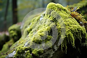 Lush Overgrown lichen rock. Generate Ai