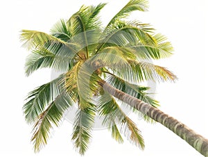 Lush Palm Tree Against White Background