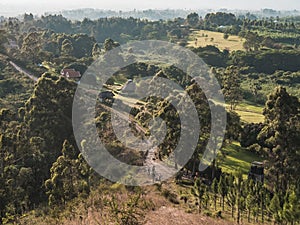 Lush rural landscape of the crater lakes region near Fort Portal, Uganda