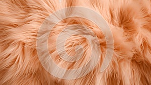 Lush soft peach fuzz color fur with a silky texture warmth luxury background. Modern trendy tone hue shade