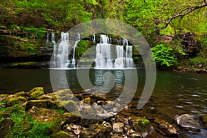 Lush spring waterfall