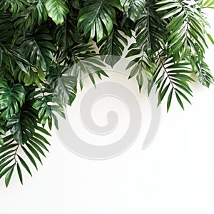 Lush Tropical Vines with Cascading Green Foliage Isolated on White photo