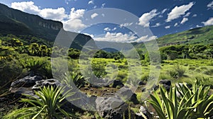 A lush valley once a barren wasteland of rock and debris from a meteorites impact. Now vibrant green plants and trees