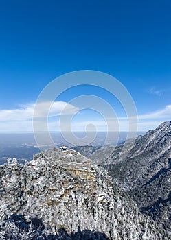 Lushan mountain landscape of the watch clouds pavilion in winter