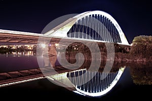 Lusitania bridge over Guadiana River at night