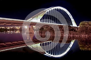 Lusitania bridge over Guadiana River at night