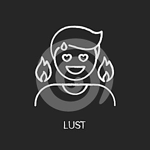 Lust chalk white icon on black background photo