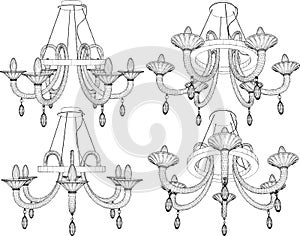 Luster Chandelier Vector. Illustration Isolated On White Background.