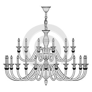 Luster Chandelier Vector. Illustration Isolated On White Background. A vector illustration.