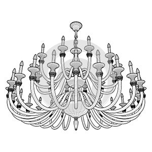 Luster Chandelier Vector. Illustration Isolated On White Background. A vector illustration.