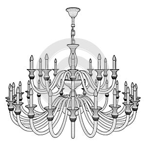 Luster Chandelier Vector. Illustration Isolated On White Background. A vector illustration.