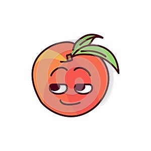 Lustful peach color line icon. Mascot of emotions photo