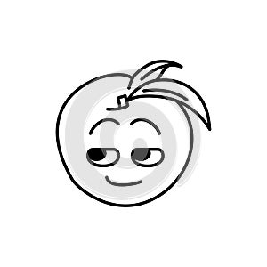 Lustful peach color line icon. Mascot of emotions photo