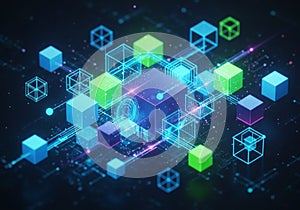 Lustration features a network of interconnected 3D cubes and