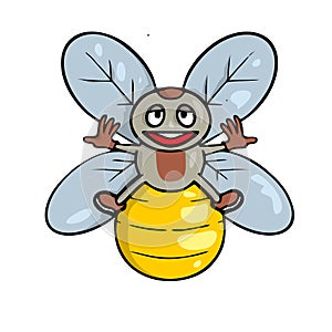 lustration of a Friendly Cute Bee Vector illustration