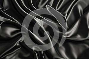 Lustrous Black satin fabric background. Generate ai photo